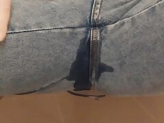 She pisses in her jeans and makes him exhilarated