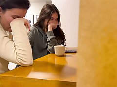 Lesbians touch themselves in public and then shag in a public douche while other people need the bathroom.