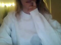 Hot female Liza with tiny tits and faux-cock