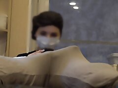 Swelling dick showcase at a beautician appointment