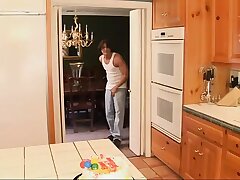 Blonde babysitter is hungry for some plowing on kitchen counter