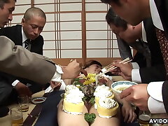 Yui Hatano looks sated with so many dicks around her