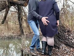 Mother-in-law took off her undies and stocking to satisfy the lascivious glances of her son-in-law