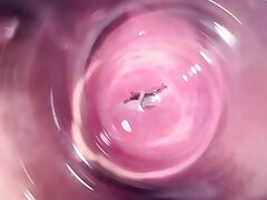 Inside Mia's vagina, internal camera in teenie poon