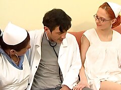 Threesome with 2 youthful nurses and many orgasms!