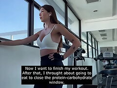 A guy privately filmed girl in the gym on the video, went up to her and offered dt fuck-fest in the rest room
