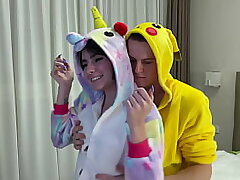 2 buddies fuck Eighteen yr older taut cooch in jimjams