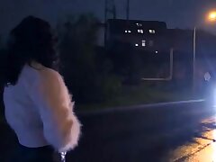 hot chesty hooker paws her unshaved pussy