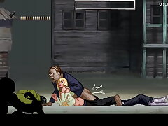 Blond Woman have smash with zombies and gigantic penises with a lot of jizm (Parasite in city) Anime porn Gameplay #1