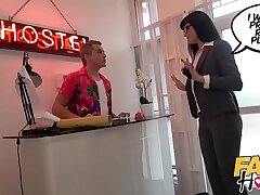 Fake Hostel Posh doll and messy ginger-haired nubile juicy threesome