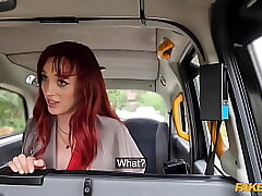 Fake Taxi - slim French ginger-haired in a hurry can barely fit a good-sized Italian wood inwards her tight snatch