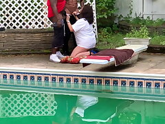 Superslut wife deepthroating bbc at the pool side