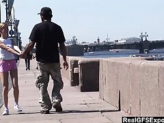 Russian ash-blonde Olga meets BBC while jogging