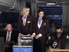 Butt-fucked CFNM stewardess joins mile high club