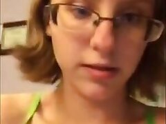 cute nerdy glasses damsel displaying off