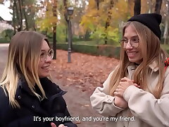 Screwed beautiful students with tats on bed