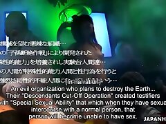 Cute Japanese queen sucking on two beefsticks with supreme skill