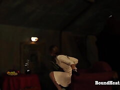 Betrayed Cargo: Hands In Straps And Whip Boinking Her Back