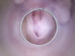 DildoCam – Bony Brunette Demonstrating Her Dry Vagina Cervix Deep