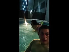 I invite my friend to swim, I end up deepthroating my dick