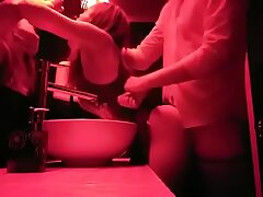 porn video in the men's guest room in the pub