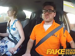 Fake Driving College pinkish puffies ample tits redhead kinky damsel gets a facial cumshot