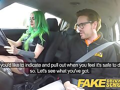 Faux Driving College Insatiable fuck rail for tatted buxom immense butt ultra-cutie