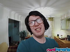 Skinny Teenage Luving a Ride on a Geeks Cock