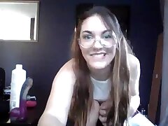 School woman attire - camgirl masturbates with a dildo and her electro-hitachi