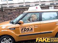 Fake Driving College Sandy-haired Ella Hughes munches instructors jizz