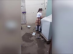 I find my Cute Schoolgirl step daughter washing her lingerie!