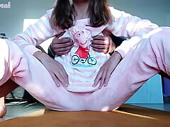 stepbrother stiff masturbating cunt and diminutive bosoms step-sister in pajama