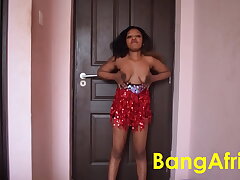 Ebony with nice breasts wiggles them