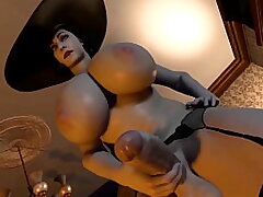 (4K) Gal Dimitrescu futa gets her ample boner gargled by horny hermaphroditism chick and jizm inwards her&vert;3D Manga porn P2