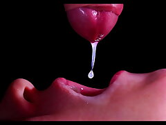 CLOSE UP: BEST Milking Facehole for your DICK! Sucking Beef whistle ASMR, Tongue and Lips Oral job Dual Jizz flow -XSanyAny