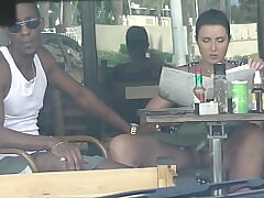 Hotwife Wifey #4 Part 3 - Hubby films me outside a cafe Upskirt Showcasing and having an Interracial affair with a Dark-hued Man!!!