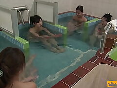 Chinese honeys take a douche and get fingerblasted by a perv fellow