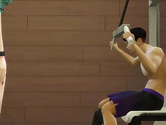 Chinese Step-mother helps her StepSon in the gym to motivate him for competition