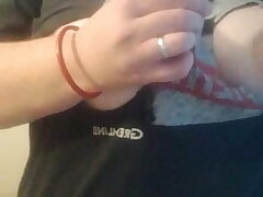 Cutting off my shirt and playing with my gigantic milk cans
