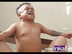 Jorgito the midget Guayaco disguises himself cheats and screws big breasted latina cougar in front of her hubby