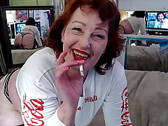 897 Dawnskye1962 smoking a ciggy and attempting to cause your fuck-stick to throb entirely dressed