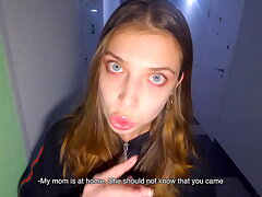 While Parents Are At Home We Nail In The Staircase - Cum In Underpants And Wear - POV - Public