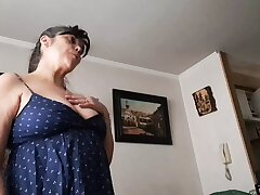 son asks stepmother to watch her pussy and tits to give himself a hand-job