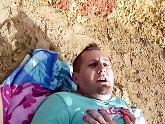 Fine looking German blondie pleasing a loaded penis outdoors