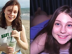 Hooking Up At The Beach - Beauty Makes Him Cum 3 TIMES !