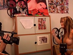 Big-boobed Stunner in Studio - Solo and with Two Fellows